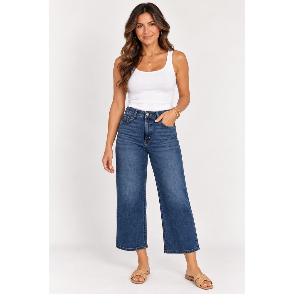 Modern American Savannah High Wide Leg Jeans Dark Wash Minimalist Old Money 30